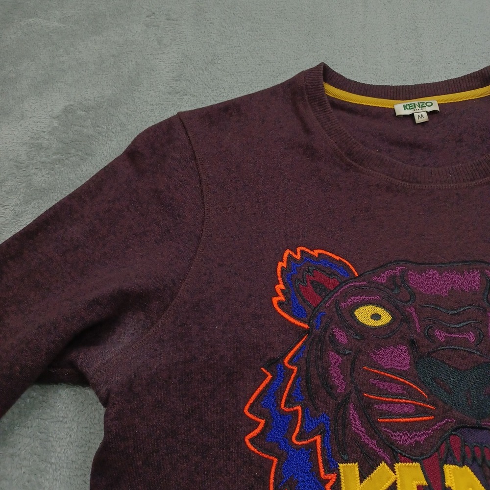 Kenzo Paris Sweater Womens Medium Red Lion Embroidered Pullover Crew Neck - Picture 2 of 9